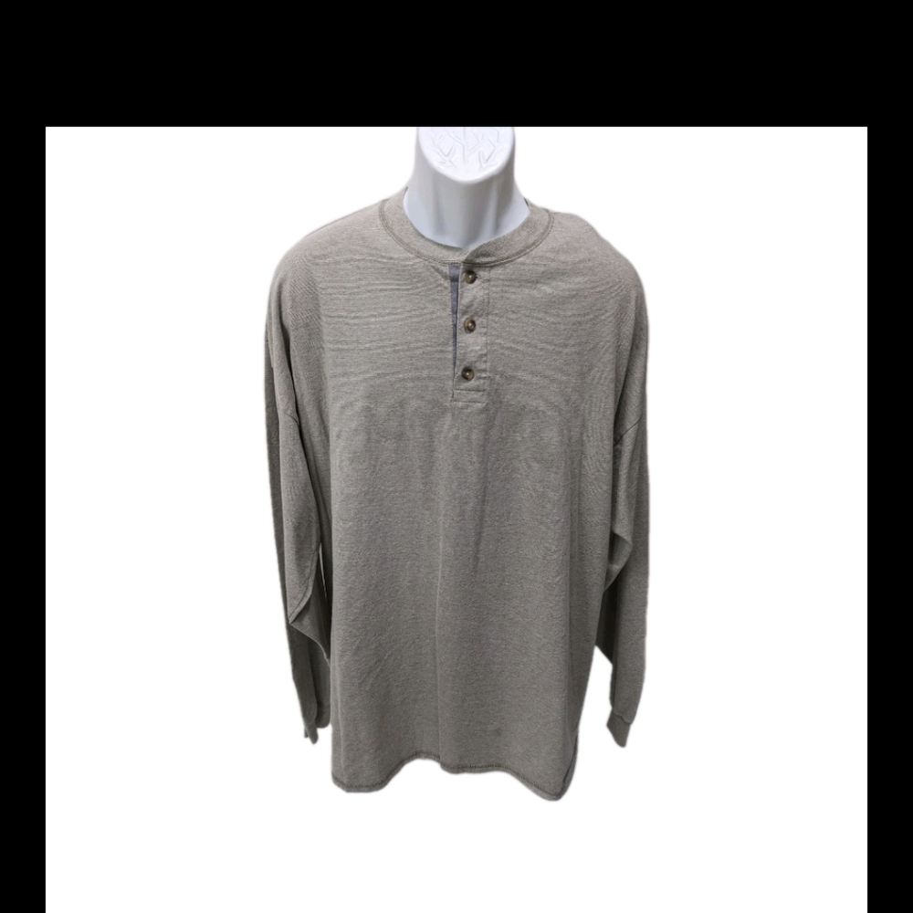 Hanes Beffy T Henley Shirt Mens XXL Long Sleeve Top Soft Durable